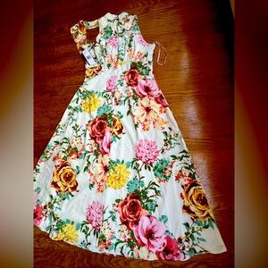 Halter floral cream dress